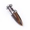 Natural Tiger Eye Big Pointed Pendants, with Platinum Tone Brass Findings, Bullet, 50~53x16~17mm, Hole: 5x7~8mm