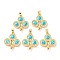 Rack Plating Brass Micro Pave Cubic Zirconia Pendants, Synthetic Opal Balloon Charms with Snap on Bail, Cadmium Free & Lead Free, Long-Lasting Plated, Real 18K Gold Plated, Cyan, 21.5x17x4mm, Hole: 5x3.2mm