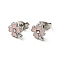 Enamel Clover with Crystal Rhinestone Stud Earrings with 316 Surgical Stainless Steel Pins, Stainless Steel Color Plated 304 Stainless Steel Jewelry for Women, Pink, 8.5x7mm, Pin: 0.8mm