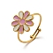 Adjustable 304 Stainless Steel Rings, with Enamel for Woman, Flower, Inner Diameter: 18mm