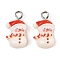 Christmas Theme Opaque Resin Pendants, with Platinum Iron Loop, Snowman, 17x10x5.5mm, Hole: 2mm