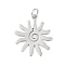 Brass Pendants, Sun Charms, Cadmium Free & Lead Free, Long-Lasting Plated, Rack Plating, with Jump Ring, Platinum, 21.5x18.5x1.5mm, Hole: 3mm