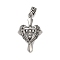 316 Surgical Stainless Steel Micro Pave Cubic Zirconia  Pendants, Cross with Wings, Ion Plating(IP), Antique Silver, 36x22.5x7mm, Hole: 5x7.5mm