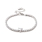 Clear Cubic Zirconia Tennis Bracelet with Heart, Brass Square Link Chain Bracelet for Women, Platinum, 7-3/8 inch(18.8cm)