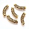 Tibetan Style Alloy Curved Tube Beads, Curved Tube Noodle Beads, Hollow, Antique Golden, 7x32mm, Hole: 4mm