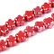 Handmade Porcelain Bead Strands, Plum Blossom, Bright Glazed Porcelain, FireBrick, 10.5~11x11~11.5x7.5~8mm, Hole: 1.8~2mm, about 32pcs/strand, 13.19 inch(33.5cm)