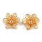 Brass Bead Caps, Flower, Nickel Free, Real 18K Gold Plated, 14x15.5x5mm, Hole: 1mm