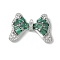 Brass Micro Pave Cubic Zirconia Pendants with Glass, Bowknot Charms, Cadmium Free & Nickel Free & Lead Free, Green, 22x31x6mm, Hole: 1.2mm
