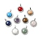 Natural & Synthetic Mixed Gemstone Pendants, with Stainless Steel Color Tone 304 Stainless Steel Findings, Half Round Charm, Mixed Dyed and Undyed, 24.5x21x8mm, Hole: 3x6mm