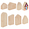 7Pcs 7 Style Unfinished Wood Tray, House Shape, PapayaWhip, 4.5~10.6x4.05~6.45x2cm, 1pc/style