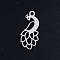 Tarnish Resistant 201 Stainless Steel Pendants, Peacock, Stainless Steel Color, 18.5x8.5x1mm, Hole: 1.5mm