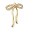 Rack Plating Brass Micro Pave Clear Cubic Zirconia Pendants, Long-Lasting Plated, Lead Free & Cadmium Free, Bowknot, Real 18K Gold Plated, 28x20x3mm, Hole: 1.2mm