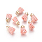 Suede Cord Tassel Pendants, with Brass Findings, Golden, Light Salmon, 16~19x7mm, Hole: 1mm