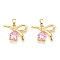 Brass Micro Pave Cubic Zirconia Charms, Cadmium Free & Lead Free, Bowknot, Real 18K Gold Plated, 14.5x19.5x5mm, Hole: 5x2.5mm