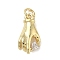 Brass Micro Pave Cubic Zirconia Pendants, Hand & Heart Charm, Long-Lasting Plated, Cadmium Free & Lead Free, Real 18K Gold Plated, 17.5x9x4mm, Hole: 3mm