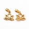 Ion Plating(IP) 304 Stainless Steel Charms, with Crystal Rhinestone and 201 Stainless Steel Snap On Bails, Lotus Charm, Golden, 12.5x14x2.8mm, Hole: 2.8x6mm
