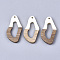Resin & Walnut Wood Pendants, Twisted Oval, Creamy White, 38x19.5x4mm, Hole: 2mm