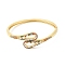 Colorful Cubic Zirconia Hollow Out Teardrop Hinged Bangle, Brass Jewelry for Women, Real 16K Gold Plated, Inner Diameter: 2-1/4x2-1/8 inch(5.7x5.3cm)