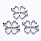 Tarnish Resistant 201 Stainless Steel Links Connectors, Laser Cut, Clover, Stainless Steel Color, 13x16.5x1.5mm, Hole: 1.2mm