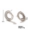 Copper Inlaid Zircon Stud Earrings Women's Fashionable and Elegant Accessories, Platinum, 19x6mm