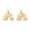 Rack Plating Brass Pendants, Long-Lasting Plated, with Jump Rings, Lead Free & Cadmium Free, Rainbow with Cloud, Real 18K Gold Plated, 14x16.5x2.5mm, Hole: 3mm
