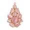Brass Cat Eye Pendants, Teardrop, Lead Free & Cadmium Free, Long-Lasting Plated, Rack Plating, Real 18K Gold Plated, Faceted, Pearl Pink, 33x21x6mm, Hole: 1.2mm