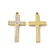 PVD Vacuum Plating 201 Stainless Steel Pendants, with Rhinestone, Cross Charm, Real 18K Gold Plated, 21x11.5x2mm, Hole: 1mm