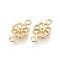 Brass Filigree Joiners Links, Nickel Free, Real 18K Gold Plated, Flower, 11x6x2mm, Hole: 1mm