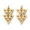 Ion Plating(IP) 304 Stainless Steel Pendants, with Jump Ring, Laser Cut, Triangle with Star Charm, Real 18K Gold Plated, 17.5x10.5x1mm, Hole: 2.8mm
