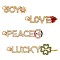4Pcs 4 Style Eco-Friendly Brass Micro Pave Cubic Zirconia with Glass Pendants, Long-Lasting Plated, Lead Free & Cadmium Free & Nickel Free, Real 18K Gold Plated, Word, Mixed Color, 21~50x7~12x2~4mm, Jump Ring: 5x0.5mm, 3mm Inner Diameter, 1pc/style
