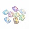 Mocha Effect Rectangle Octagon Shape Sew on Rhinestone, K5 Glass Rhinestone, 2-Hole Link, Plated Flat Back, Sewing Craft Decoration, Mixed Color, 14x10x4mm, Hole: 1.2mm