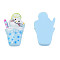 Opaque Resin Cabochons, Cat with Cup, Light Sky Blue, 32x19x6.5mm