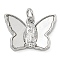 Brass Pendants with Shell and Jump Rings, Cadmium Free & Lead Free, Butterfly, Platinum, 12x17.5x3mm, Hole: 3mm