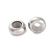 202 Stainless Steel Beads, with Rubber Inside, Slider Beads, Rondelle, Stainless Steel Color, 10x4.5mm, Hole: 3mm