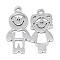 Non-Tarnish 201 Stainless Steel Pendants, Boy and Girl, Lover, Stainless Steel Color, 22x19.5x1mm, Hole: 2mm
