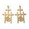 Ion Plating(IP) 304 Stainless Steel Pendant, Triple Cross with Star Charm, Real 18K Gold Plated, 30x18.5x1.5mm, Hole: 1.4mm