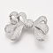 Brass Micro Pave Cubic Zirconia Pendants, Cadmium Free & Lead Free, Multi-strand Links, Bowknot, Platinum, 54x40x15mm, Hole: 1.5mm