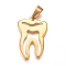 304 Stainless Steel Pendants, Tooth, Golden, 34.5x22x1.5mm, Hole: 10x4mm