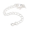 Brass Chain Extender, End Chains, Cadmium Free & Nickel Free & Lead Free, Teardrop, 925 Sterling Silver Plated, 57~70mm