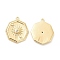 Brass with Micro Pave Clear Cubic Zirconia Pendants, Cadmium Free & Nickel Free & Lead Free, Ocatgon with Sun Charm, Real 18K Gold Plated, 21x18x2mm, Hole: 1.2mm