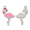 Christmas Alloy Enamel Pendants, Long-Lasting Plated, with Glitter Powder, Cadmium Free & Nickel Free & Lead Free, Platinum, Flamingo Shape, 30x18x1.4mm, Hole: 1.8mm