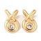 Brass Pendants, with Glass, Flat Round Charm, Real 18K Gold Plated, 22x14x9mm, Hole: 7.5x4.5mm