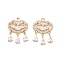Brass Micro Pave Cubic Zirconia Pendants, Nickel Free, with Glass Safe Lock Charms, Real 18K Gold Plated, Clear, 25x18x3mm, Hole: 1.8mm