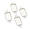 Tarnish Resistant 201 Stainless Steel Cabochon Connector Settings, Rectangle, Stainless Steel Color, 17.5x7x1.6mm, Hole: 1.9mm, Tray: 10x6.5mm