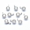 Brass Charms, with Cubic Zirconia, Cadmium Free & Nickel Free & Lead Free, Diamond, Clear, Real Platinum Plated, 7.5x4.5x3.5mm, Hole: 1x2.5mm