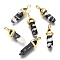 Natural Zebra Jasper Double Terminated Pointed Pendants, with Random Alloy Pendant Hexagon Bead Cap Bails, Golden, Bullet, 37~40x12.5x10mm, Hole: 3x4.5mm