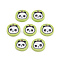 Handmade Polymer Clay Cabochons, Flat Round with Panda, Yellow Green, 8.5~9x1.5~2mm, about 4300pcs/1000g