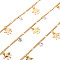 Handmade Brass Curb Chains, with Cubic Zirconia charms, Soldered, Spool, Palm, Real 18K Gold Plated, 3.3x1.5x0.3mm and 2x1.4x0.3mm, about 16.4 Feet(5m)/roll