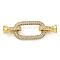 Rack Plating Brass Micro Pave Clear Cubic Zirconia Fold Over Clasps, Long-Lasting Plated, Lead Free & Cadmium Free, Real 18K Gold Plated, Oval, 42mm, Hole: 1.2mm