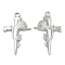Non-Tarnish 304 Stainless Steel Pendants, Cross with Rose Charm, Stainless Steel Color, 31.5x19.5x2mm, Hole: 2.6mm